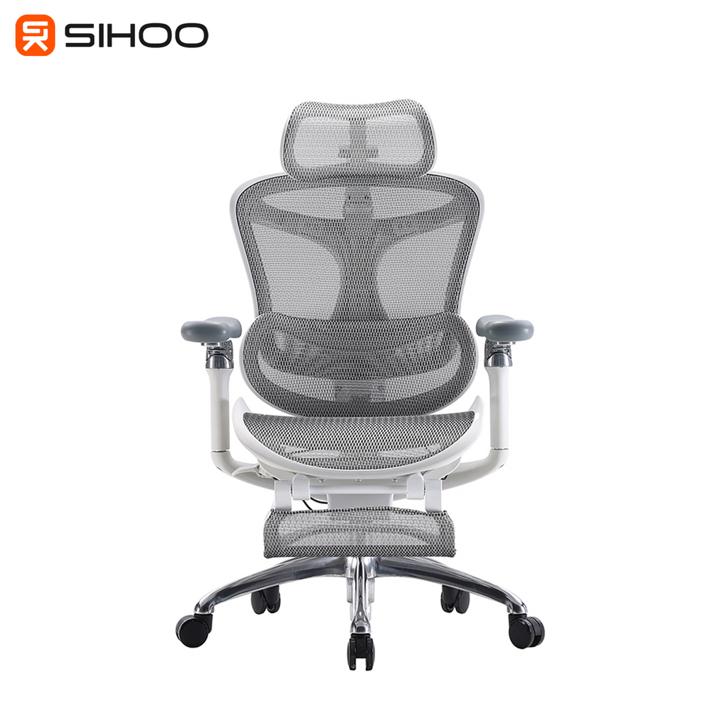 Sihoo Doro C300 Light Grey With Legrest Mesh Ergonomic Office Chair (5 Years Limited Warranty)