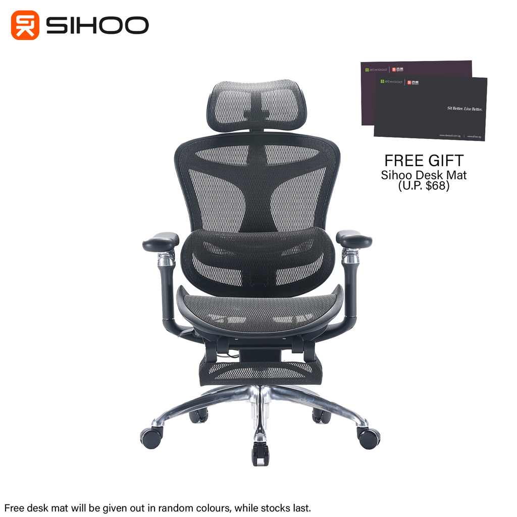 *FREE DESK MAT* Sihoo Doro C300 Mesh Ergonomic Office Chair With Legrest