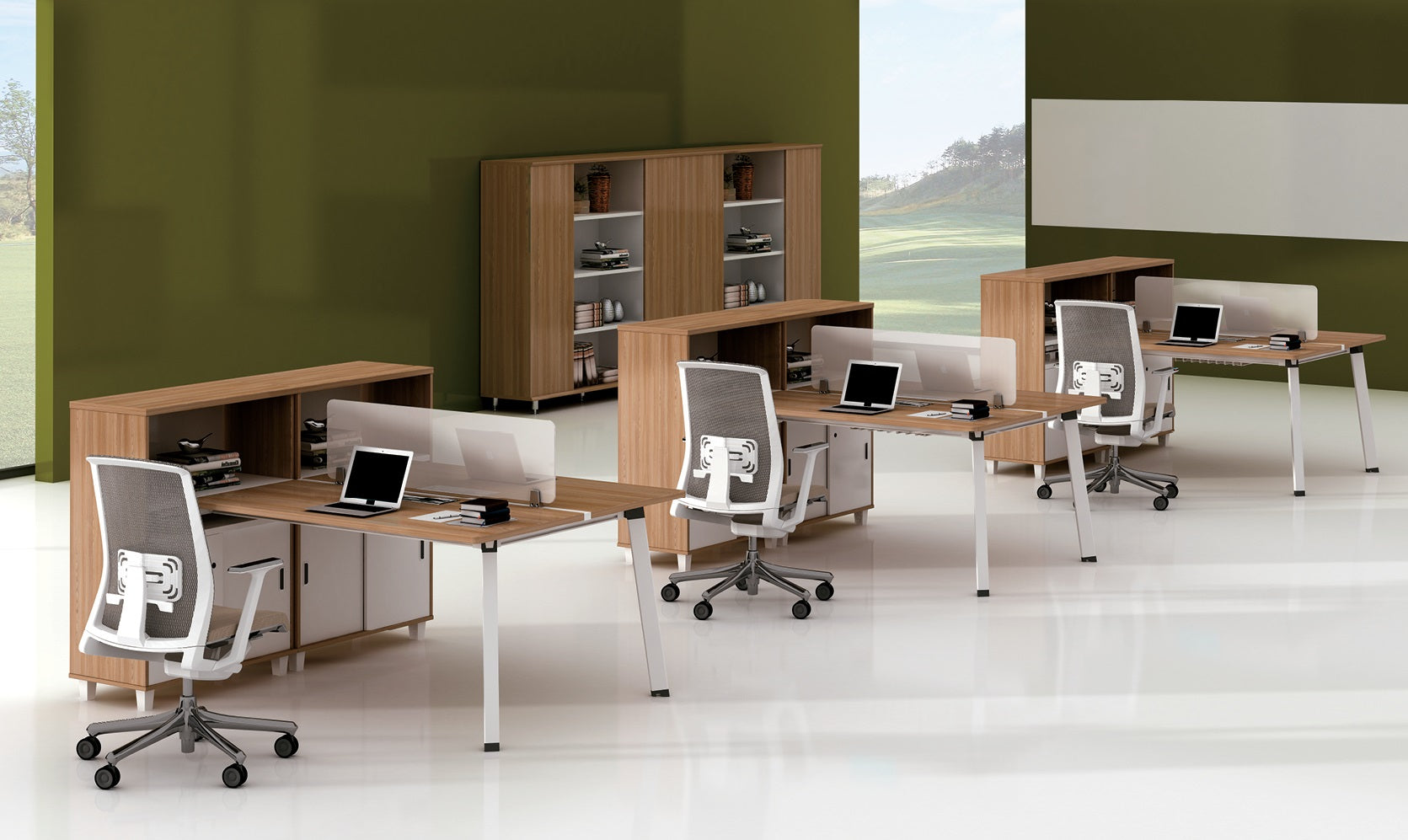 Interior Design Office with three workstation