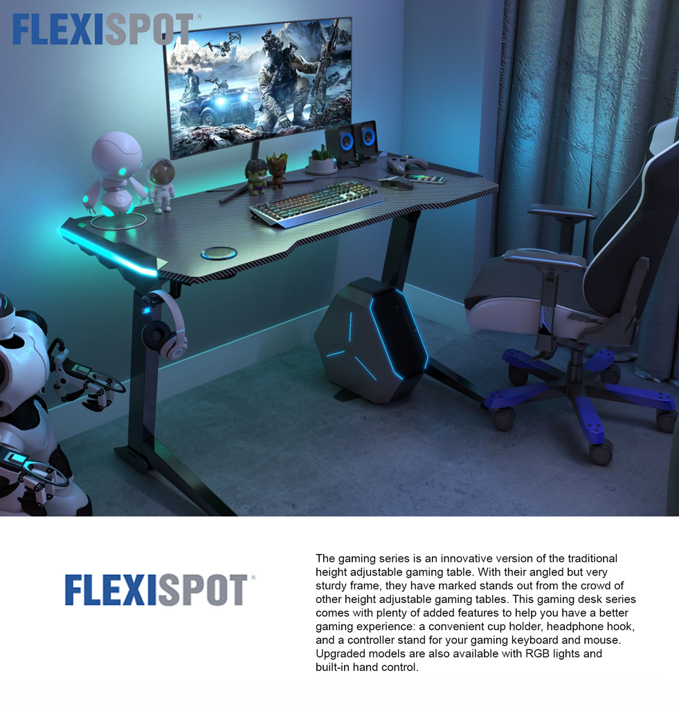 Flexispot Gaming Deluxe Adjustable Standing Desk (2 Years Limited Warr
