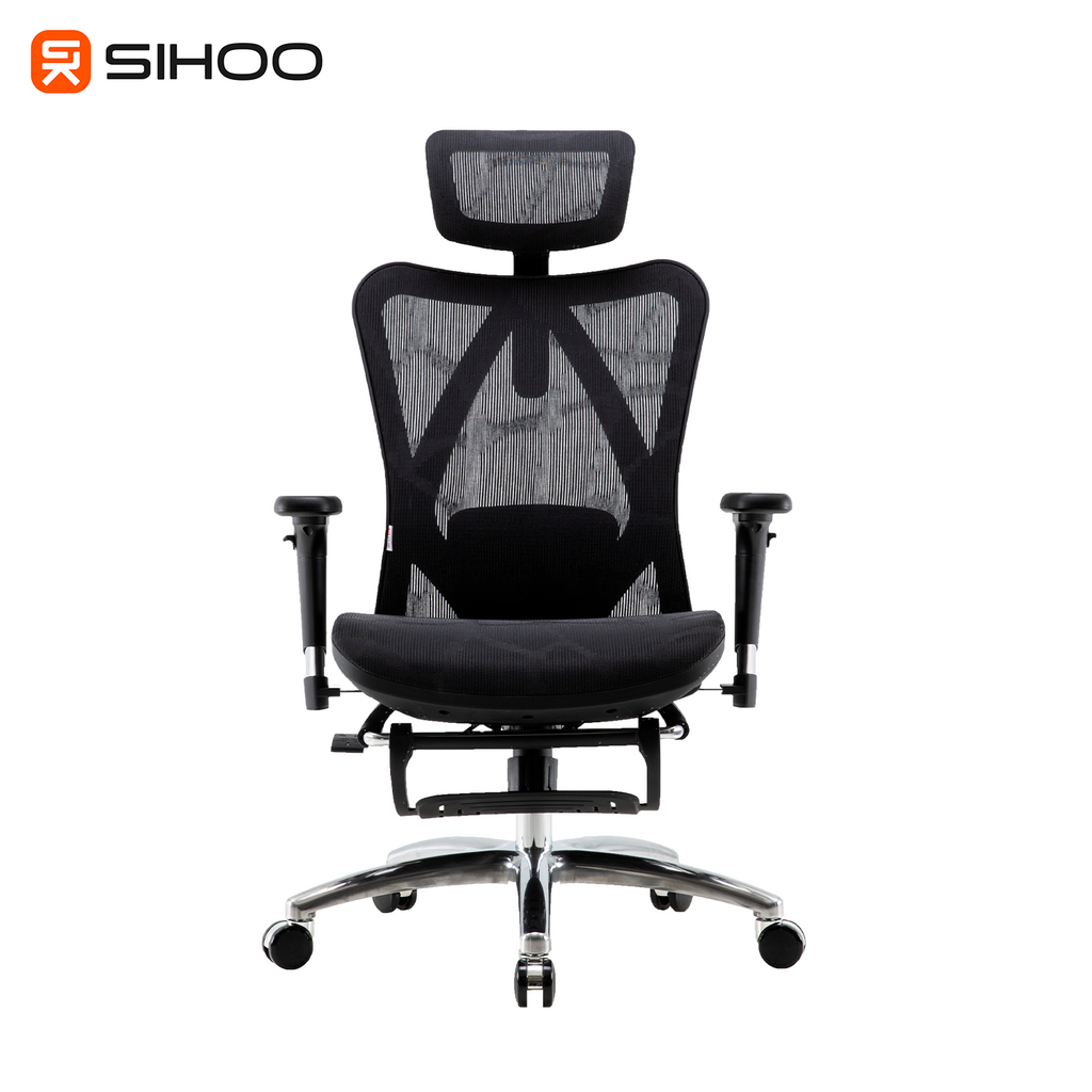 Sihoo M57B Black Mesh Ergonomic Office Mesh Chair With Legrest (3 Years Limited Warranty)
