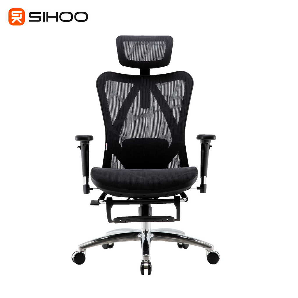 *FREE DESK MAT* Sihoo M57B Black Mesh Ergonomic Office Mesh Chair With Legrest