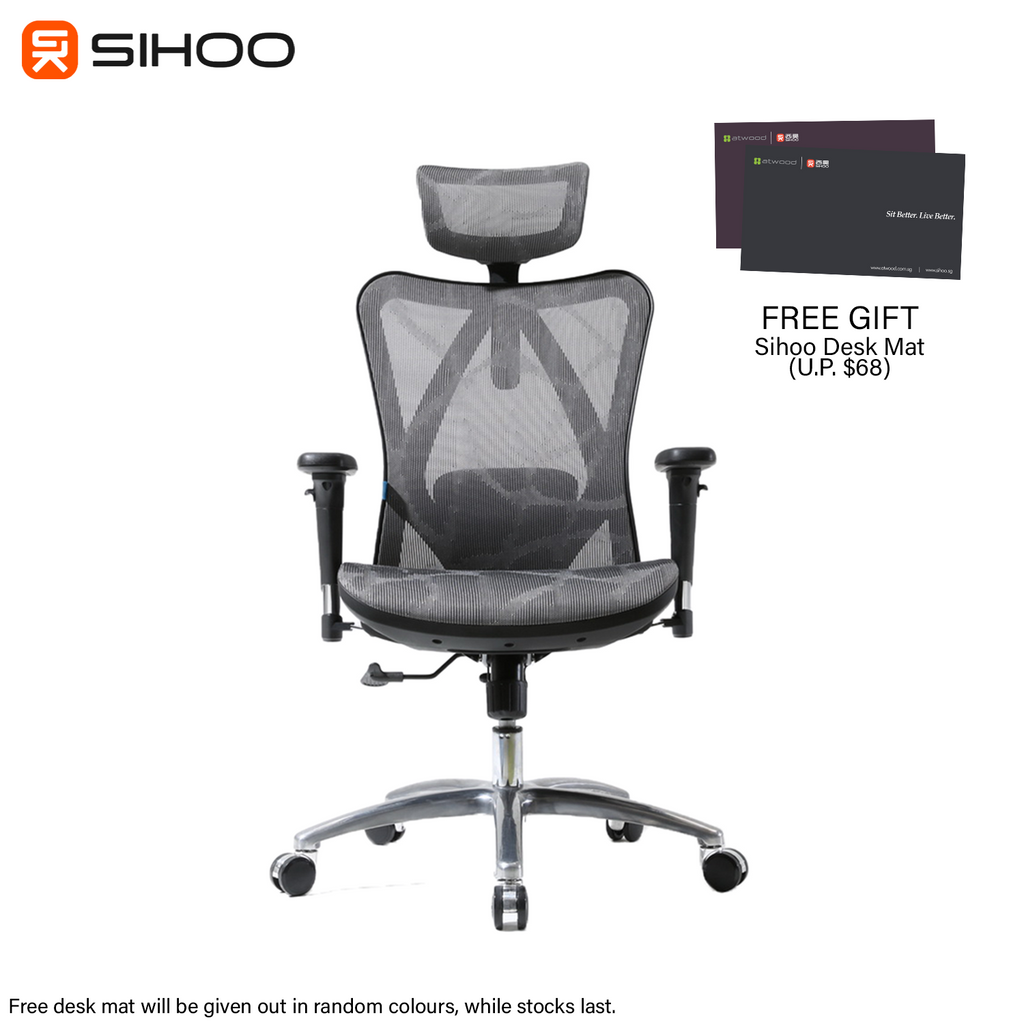 *FREE DESK MAT* Sihoo M57 Dark Grey Mesh Ergonomic Office Chair