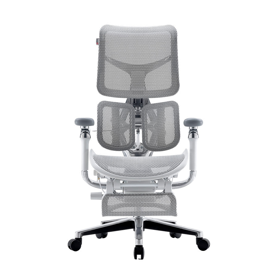 [Pre-Order] Sihoo Doro S300 Light Grey Mesh White Frame Ergonomic Office Chair with Legrest (5 Years Limited Warranty)