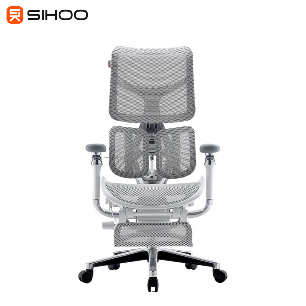 Sihoo Doro S300 Light Grey Mesh White Frame Ergonomic Office Chair with Legrest (5 Years Limited Warranty) (Copy)