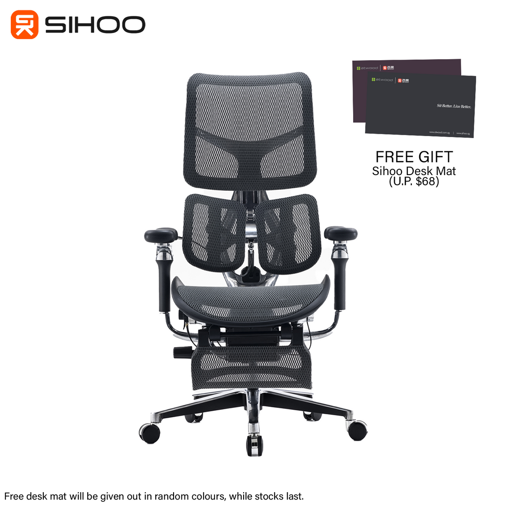 [Pre-Order] *FREE DESK MAT* Sihoo Doro S300 Mesh Ergonomic Office Chair with Legrest