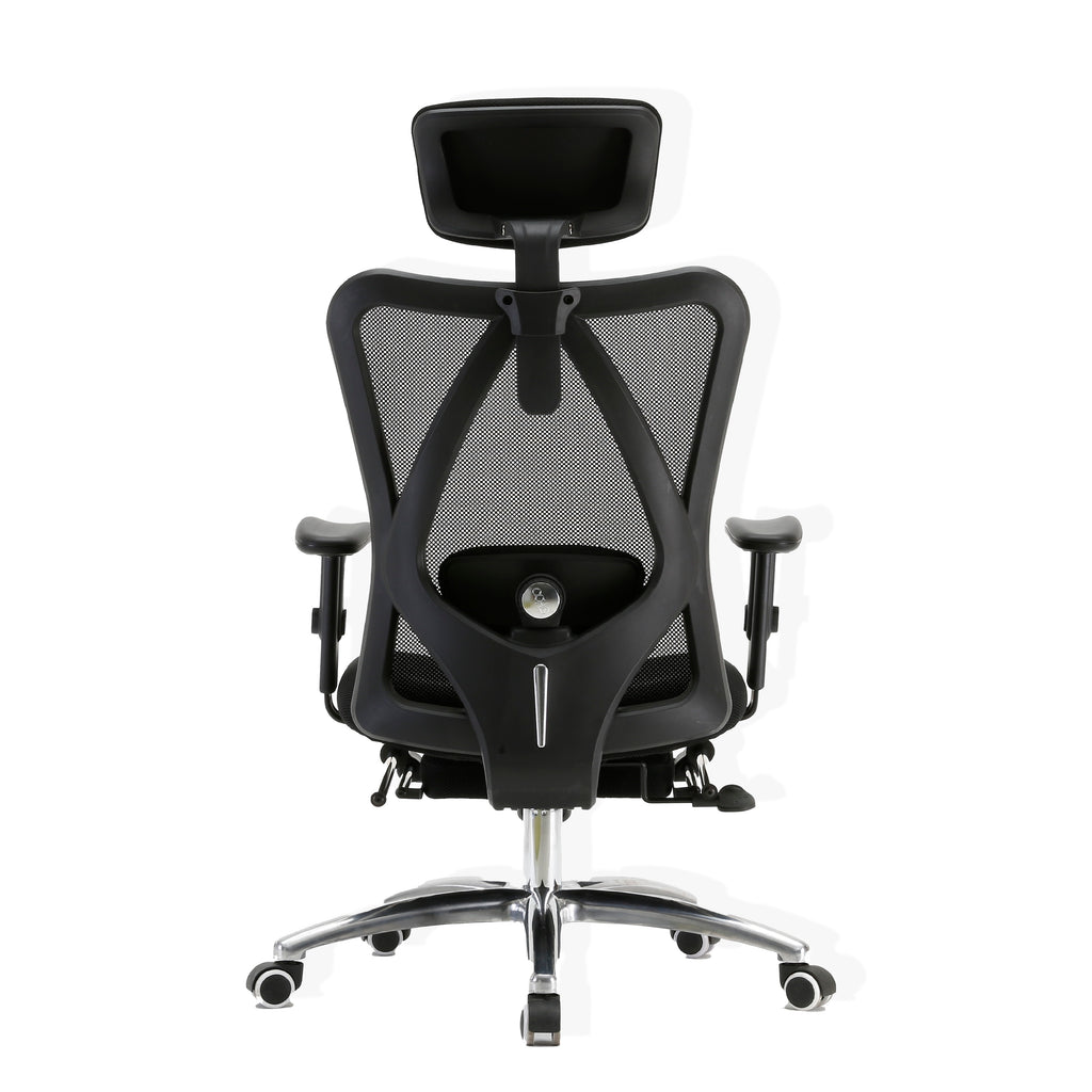 Sihoo M18 Ergonomic Black Adjustable Fabric Office Chair With Armrests and  Mesh Back